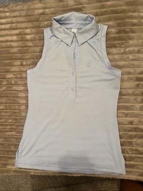 lululemon athletica Light Blue Sleeveless Polo Tank Top. 0